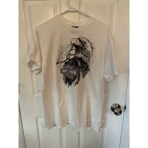 Harley Davidson St Augustine Adamec FL White Eagle T-Shirt USA Size Large